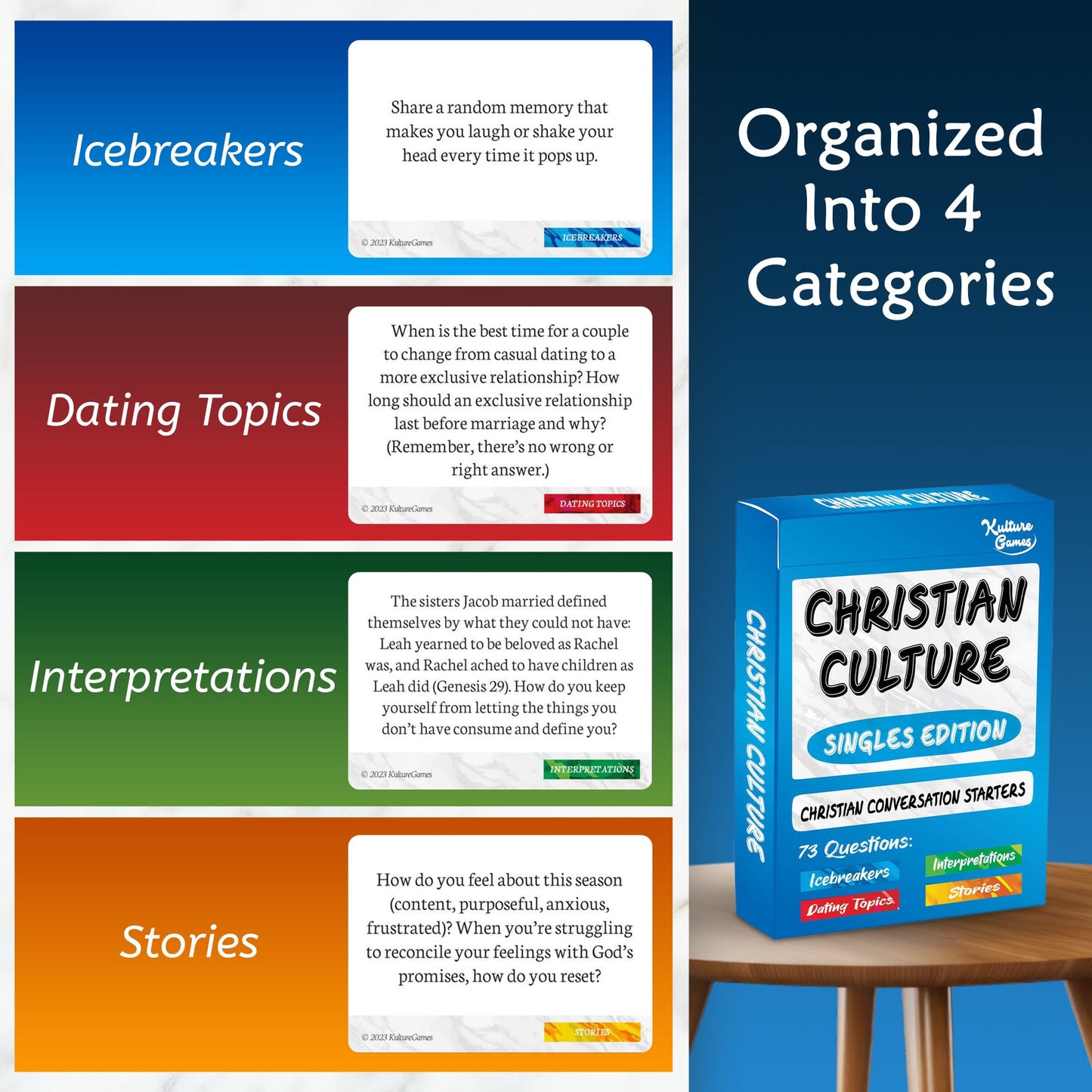 Kulture Games Christian Culture Singles Edition – Conversation Starters for Meaningful Christian Singles | Bible Discussion Cards