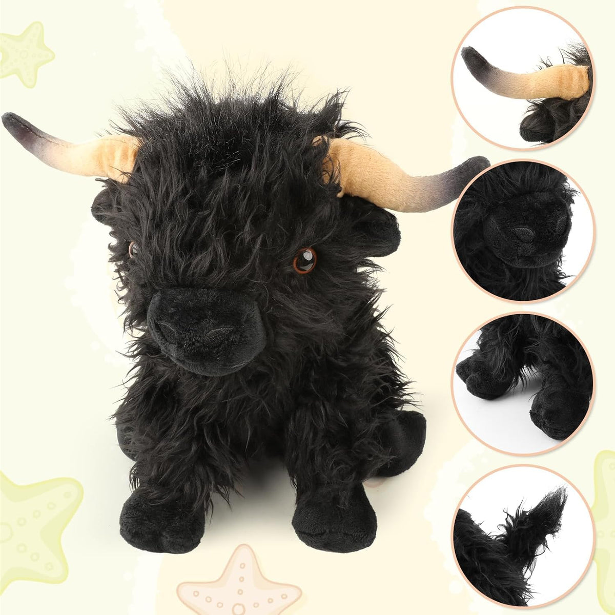 Kulupu Highland Cow Plush Toy 10.5 in Realistic Cattle Plush – Soft Farm Gift