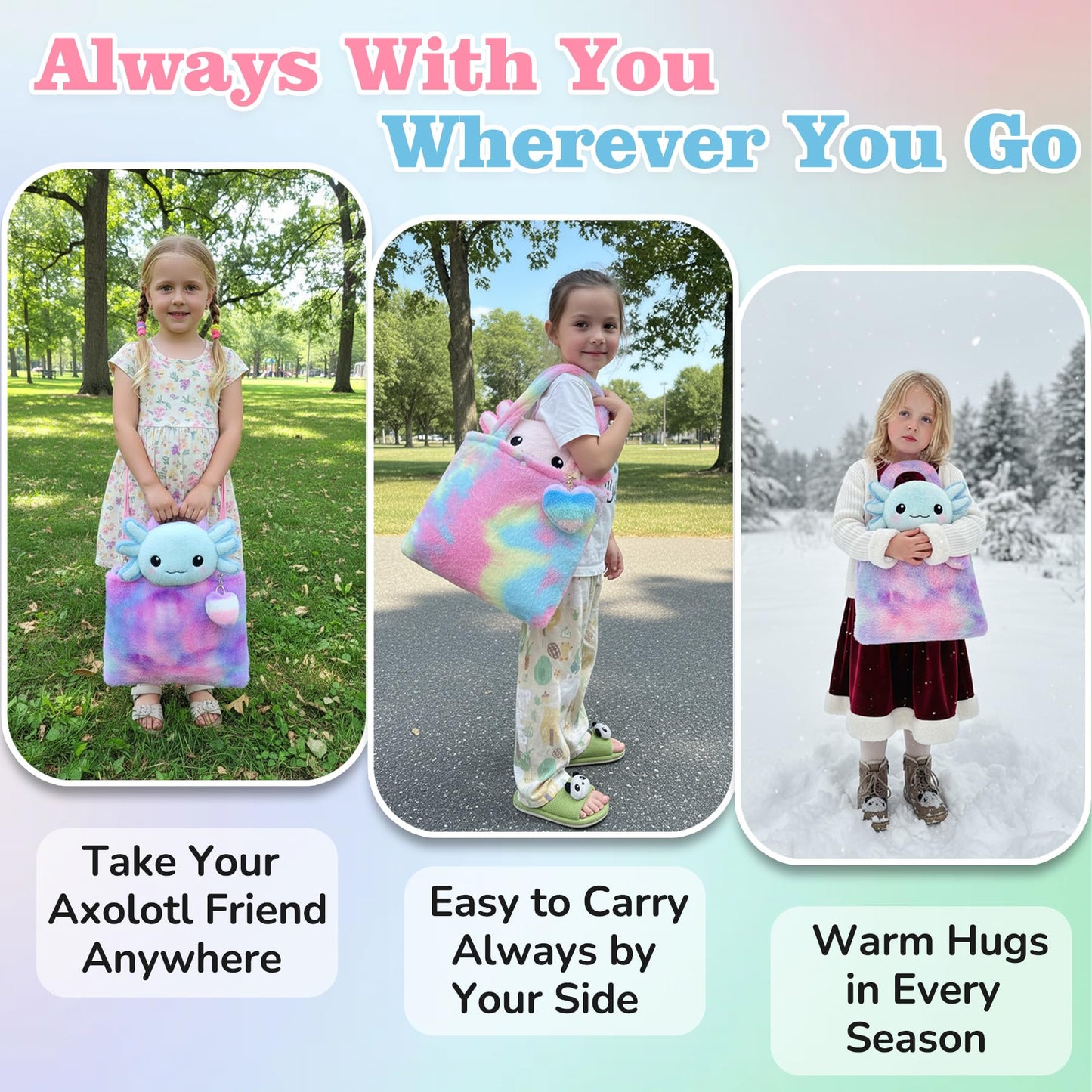 KUMANEKO Cute Axolotl Plush Gift Set – 12 Pcs Clothes & Accessories, 13-Inch Pink Axolotl Toy