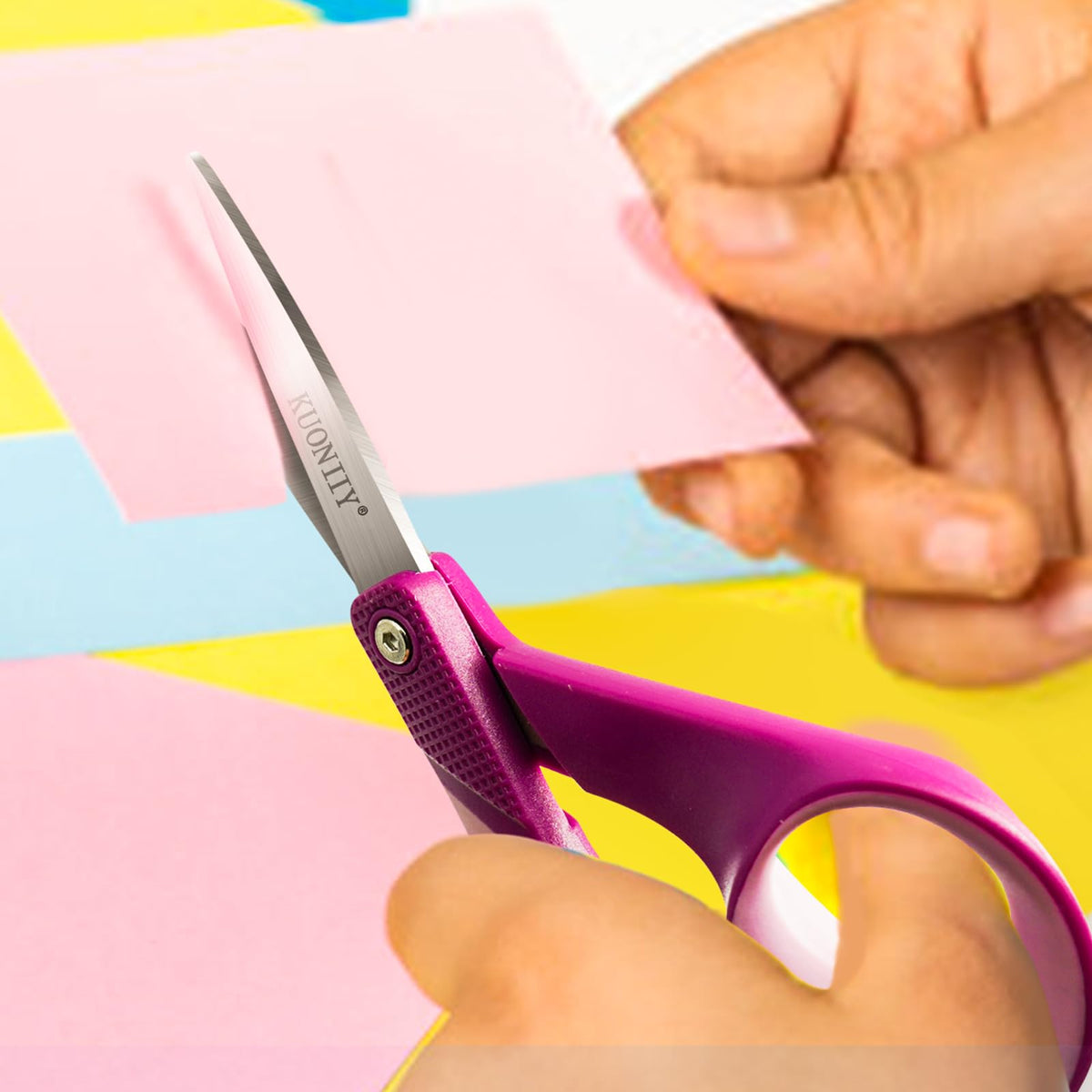 KUONIIY Left-Handed Scissors – 7in Kids Scissors (3-Pack) for Ages 8+ | Real Left-Handed