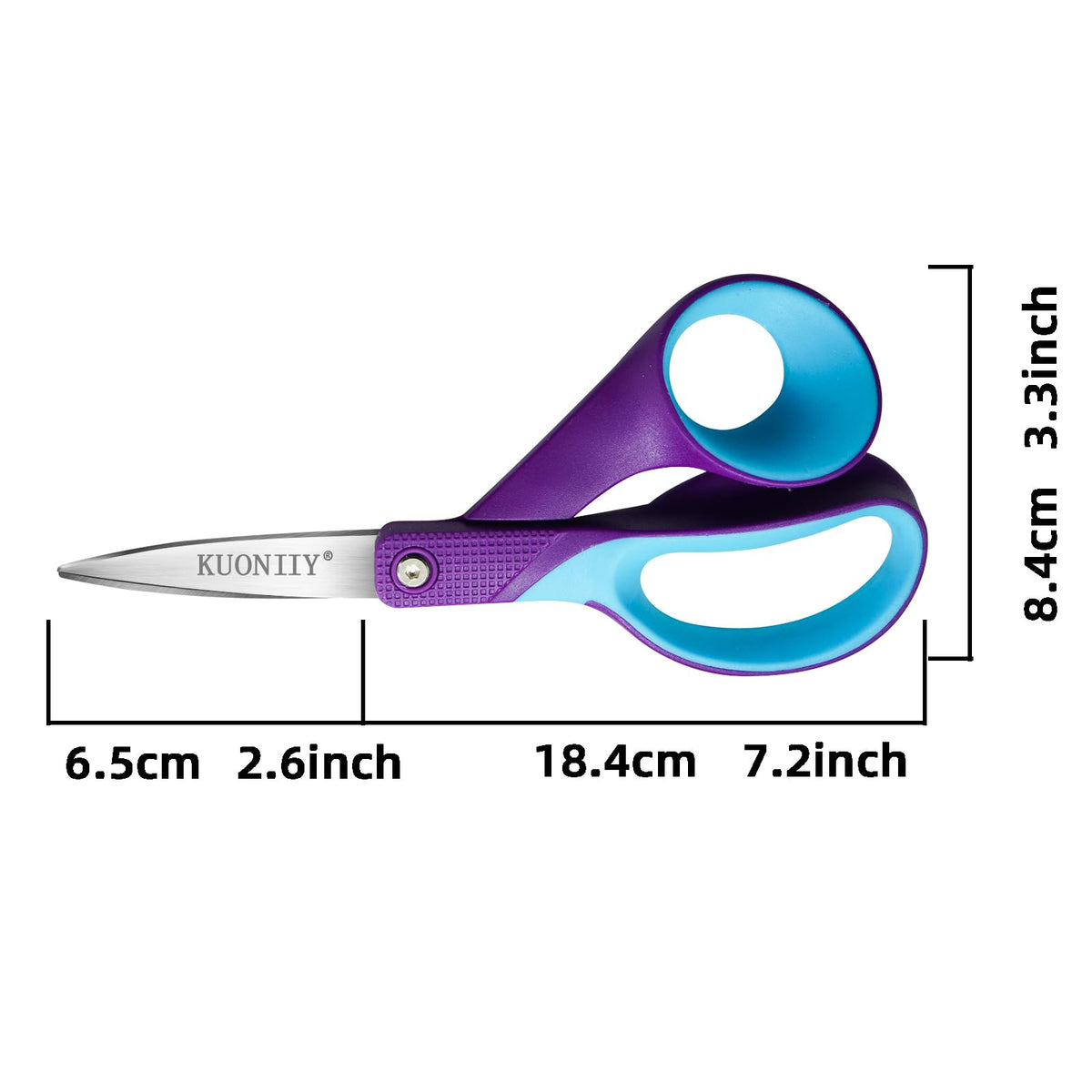 KUONIIY Left-Handed Scissors – 7in Kids Scissors (3-Pack) for Ages 8+ | Real Left-Handed