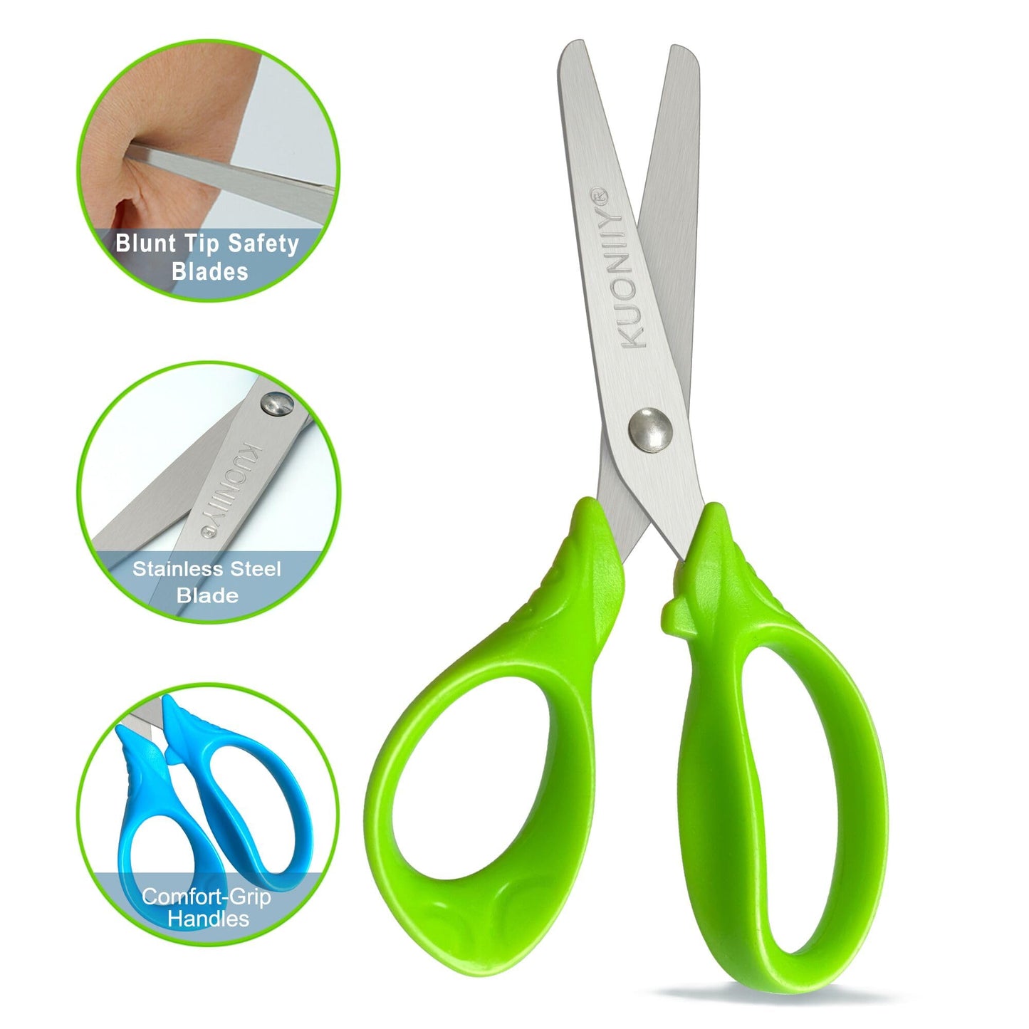 KUONIIY 5-Inch Kids Scissors with Soft Grip Handles – 30-Pack School Pack