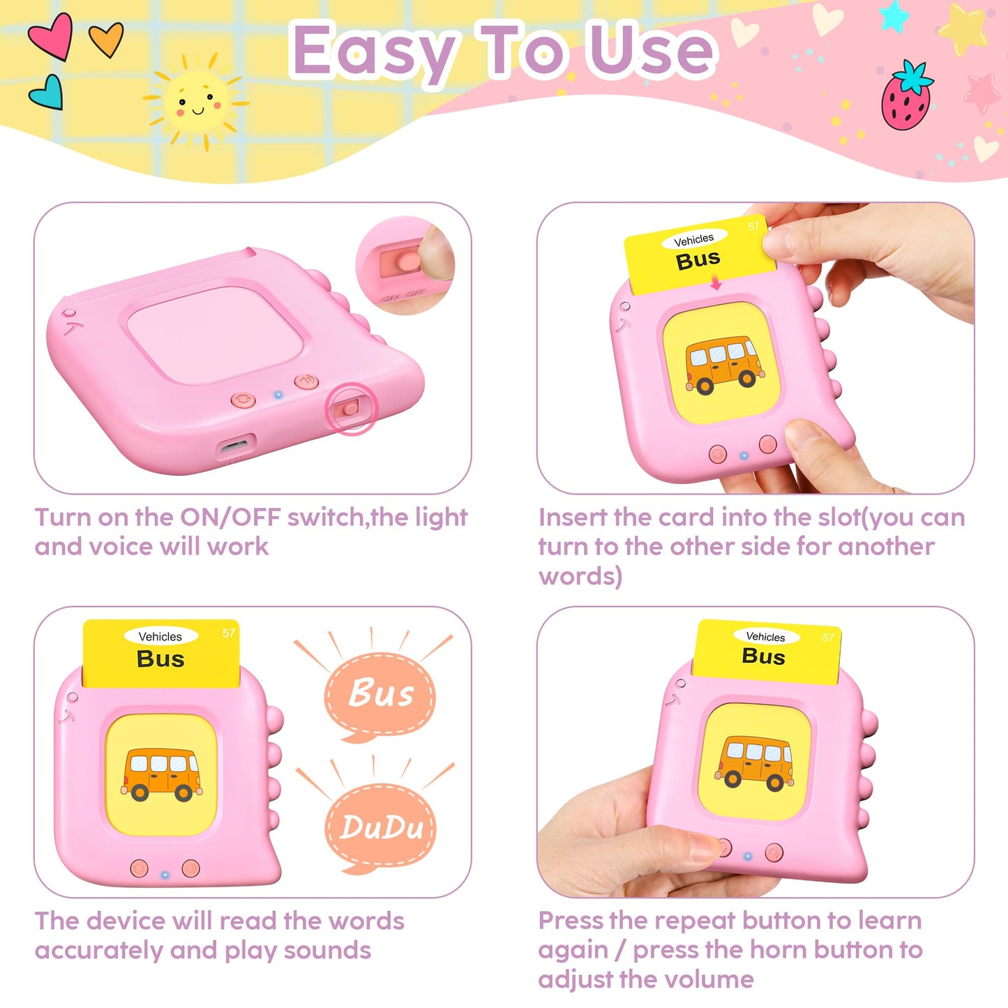 Kuovei Talking Flash Cards – 240 Sight Words, Montessori Learning Toy for Kids, Autism & Speech Therapy Friendly