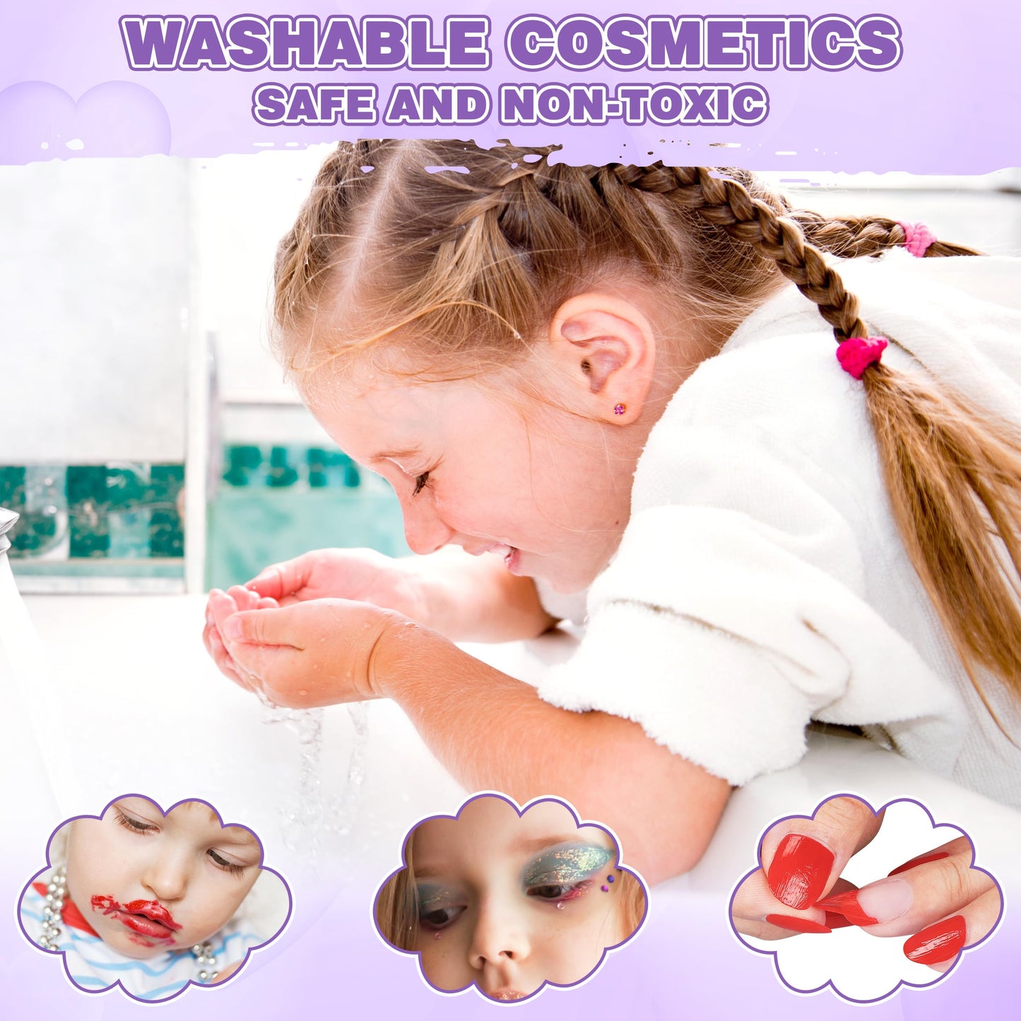 Kuovei 99-Piece Kids Makeup Kit for Girls | Washable, Safe, Mirror Included