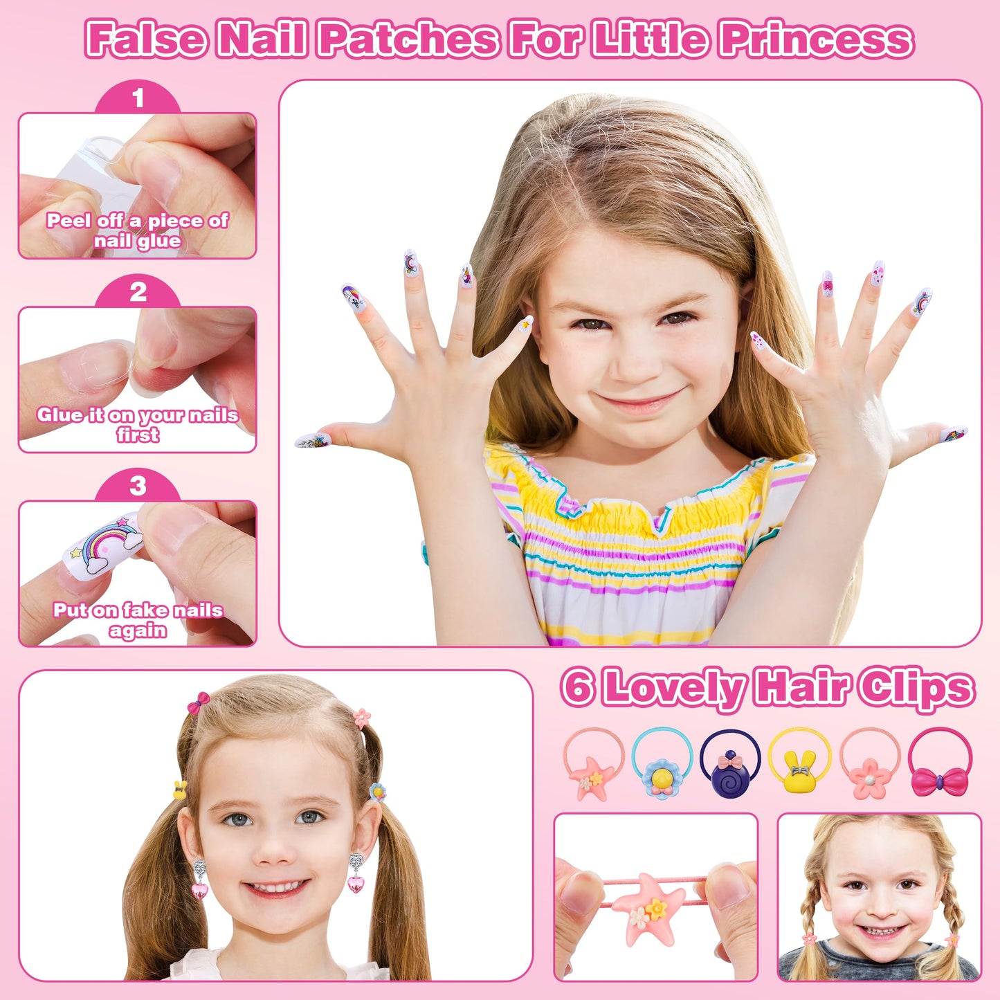 Kuovei 99-Piece Kids Makeup Kit with Mirror | Washable Princess Cosmetics Set for Ages 3–8
