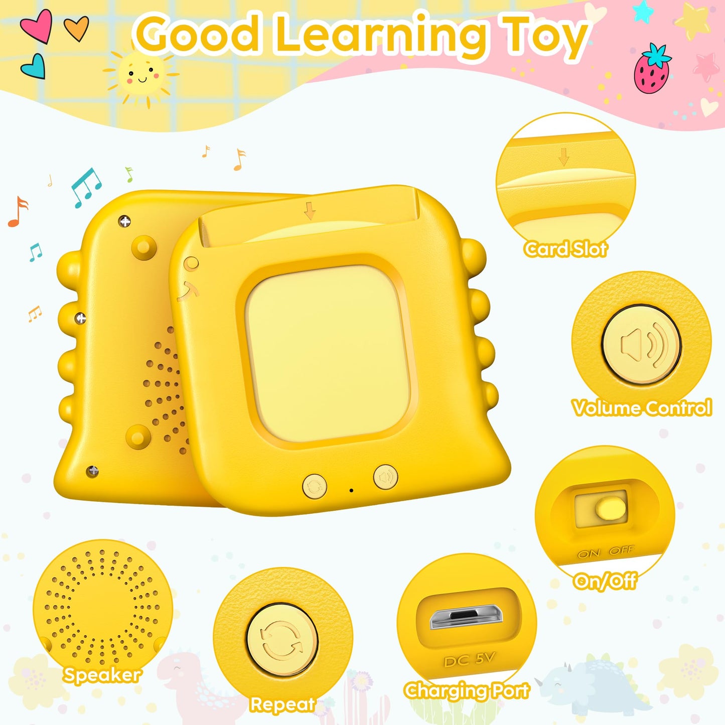 Kuovei Talking Flash Cards – 120 Double-Sided Cards + Reader | Montessori Language Toy for Ages 1–8