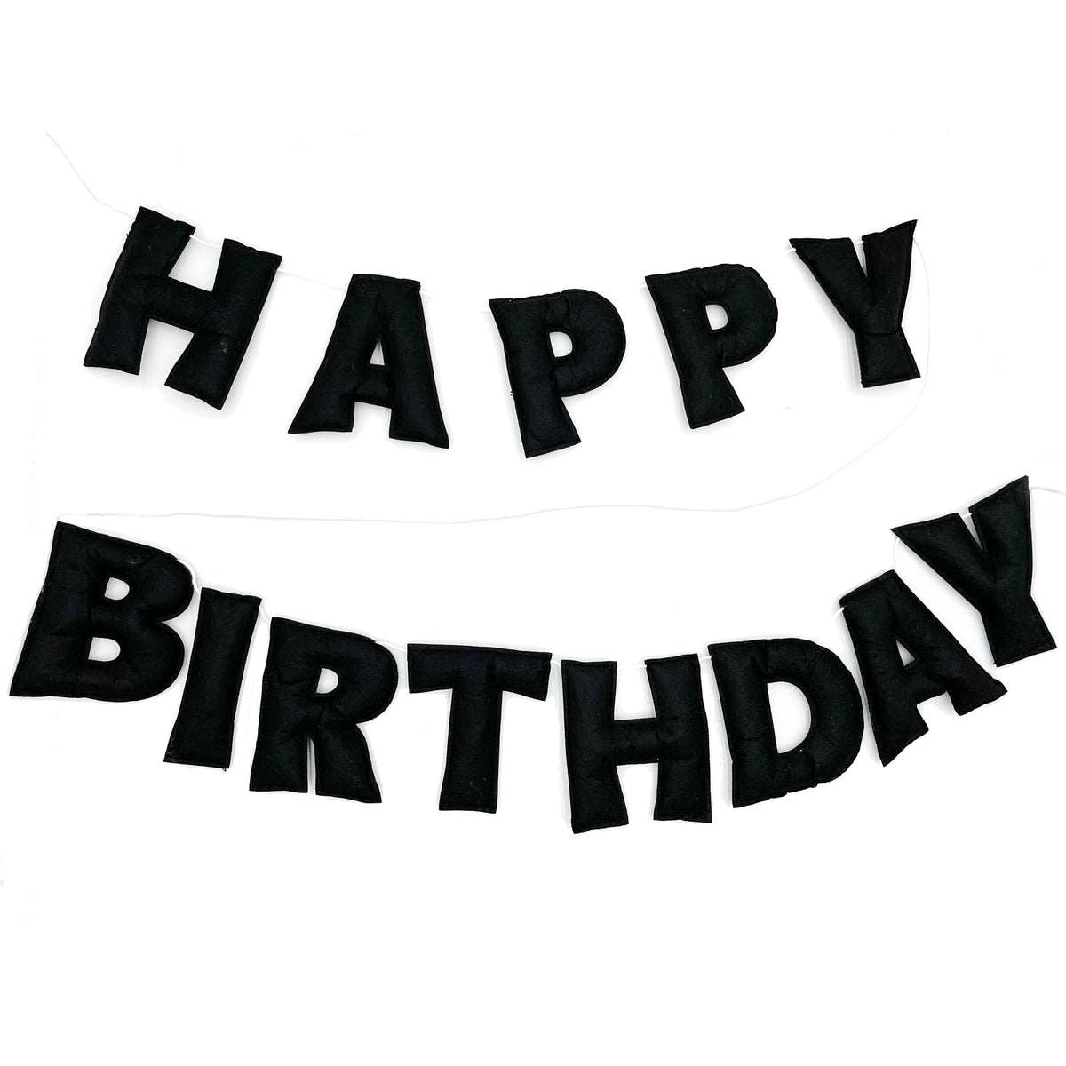 KUQJJQU Meygajoe Pre-Strung Felt Happy Birthday Banner – Black, Reusable Garland (M-123)