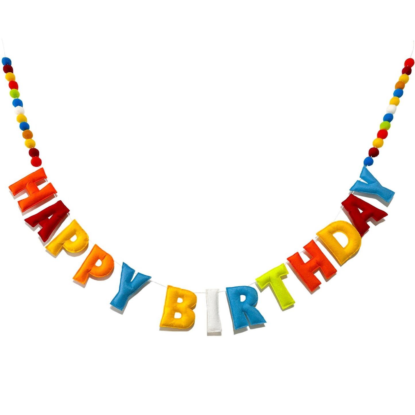 KUQJJQU Pre-Strung Happy Birthday Banner – Rainbow Felt Ball Garland