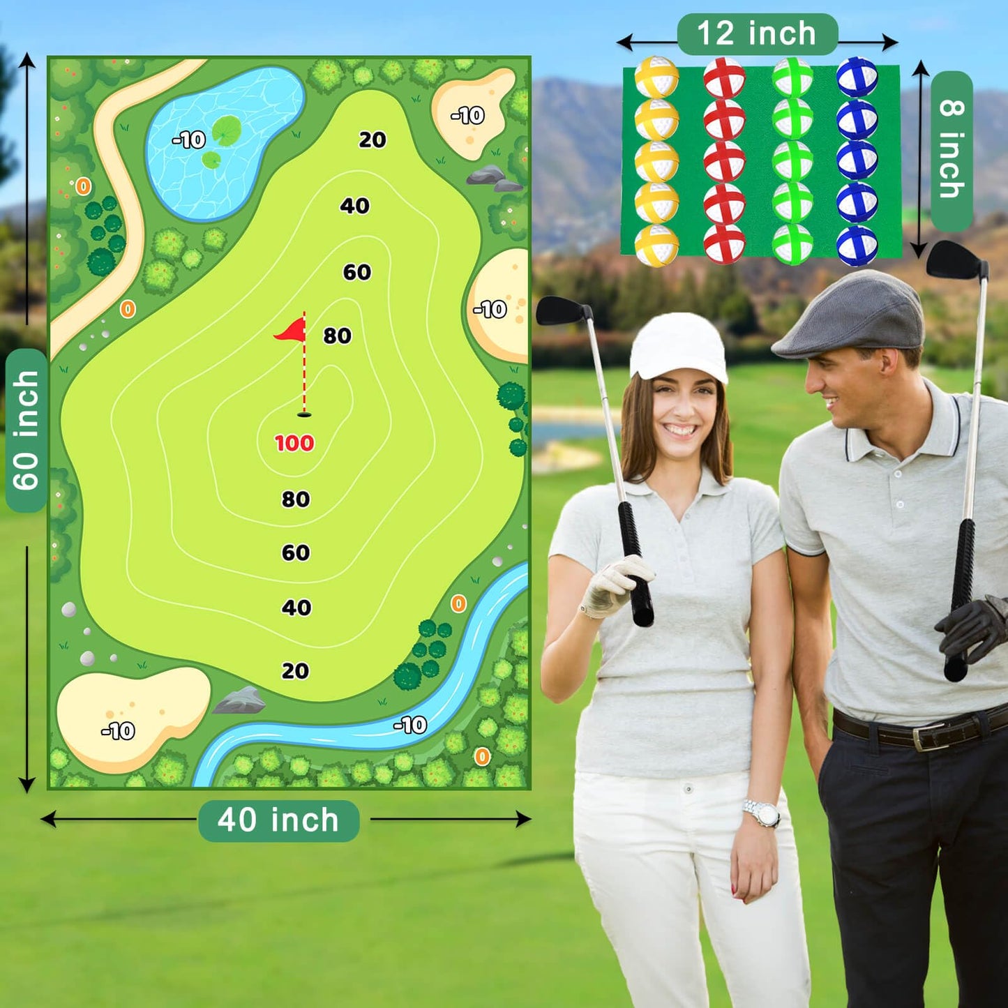 KuroShine 37pcs Golf Chipping Game Set – Indoor/Outdoor Practice Mat, Balls, Scoreboard & Storage Bag