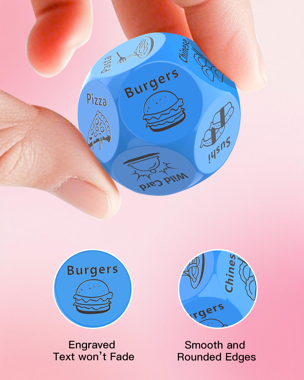 KUSONKEY Valentines Day Gifts for Him & Her – Date Night Food Dice (Blue)