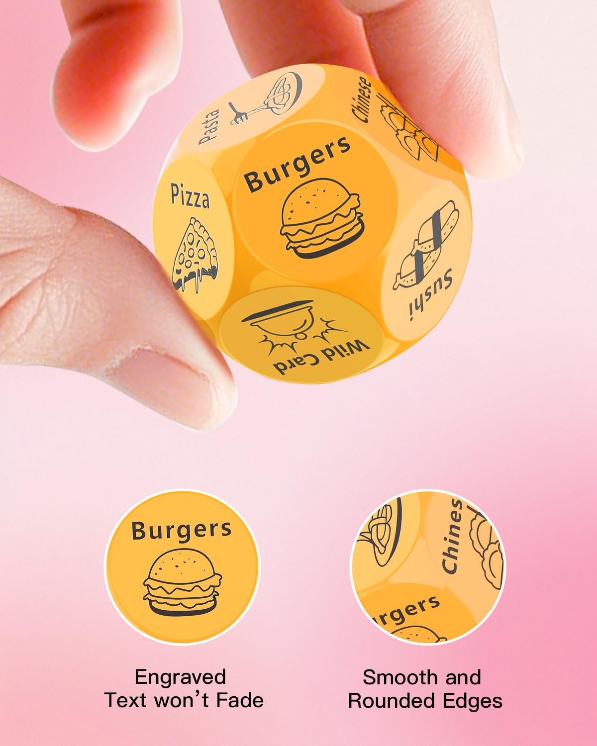 KUSONKEY Valentines Day Food Dice – Gifts for Couples (Yellow)