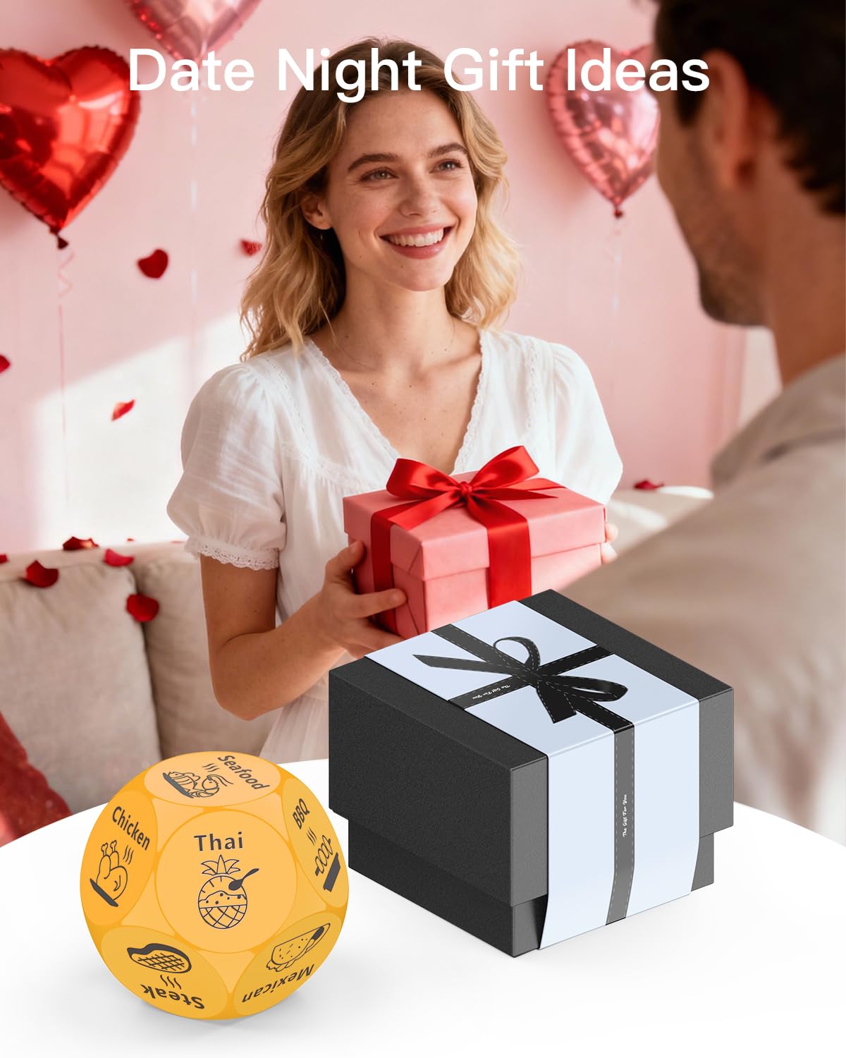 KUSONKEY Valentines Day Food Dice – Gifts for Couples (Yellow)