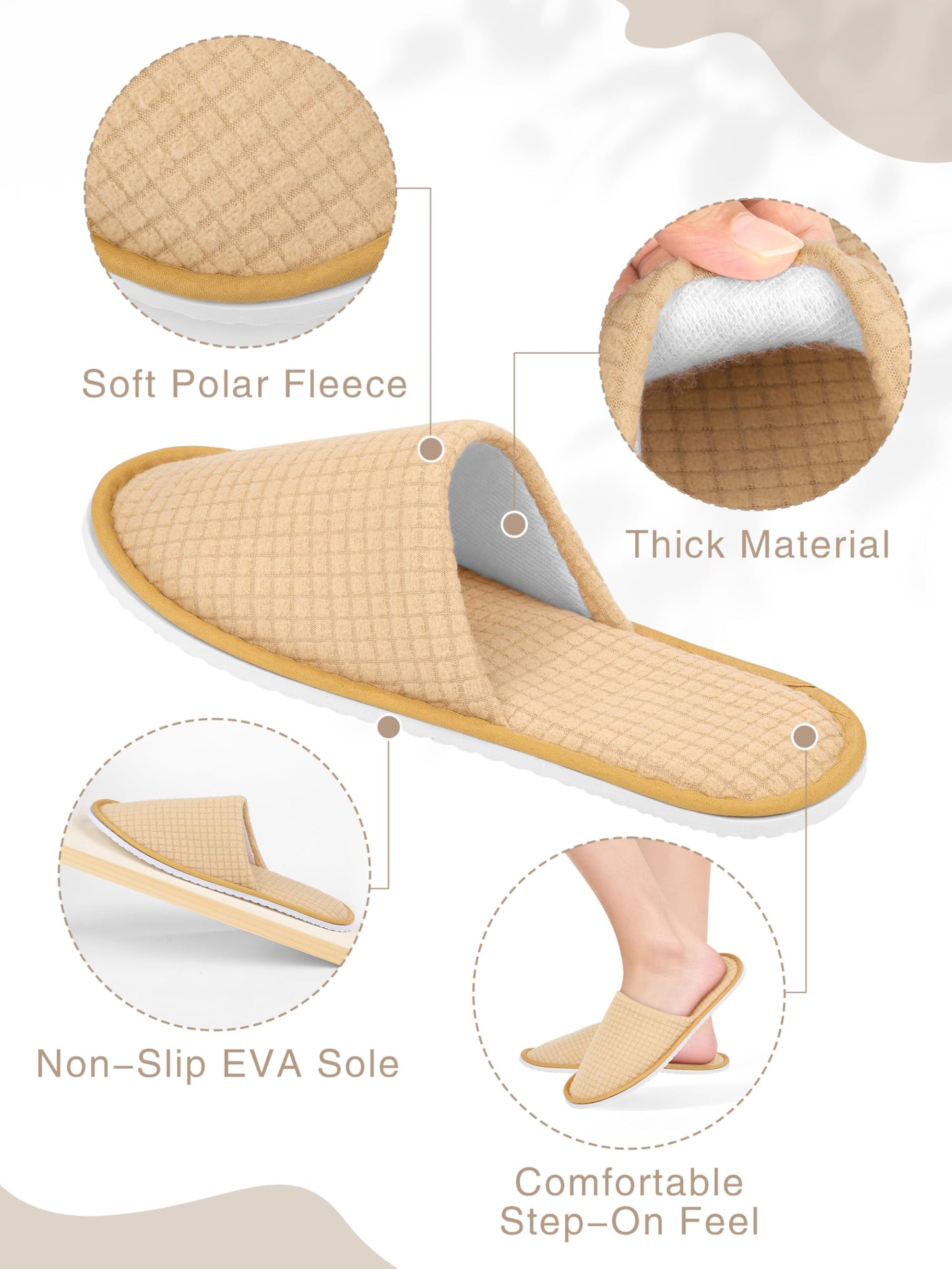 KUTTOR 12 Pair House Disposable Slippers – Washable, Non-Slip Spa Slippers for Guests, Travel & Hospitality