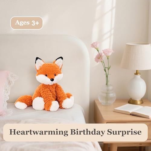 KUUDESOXX Fox Stuffed Animal – Soft Orange Plush for Cuddles & Room Decor