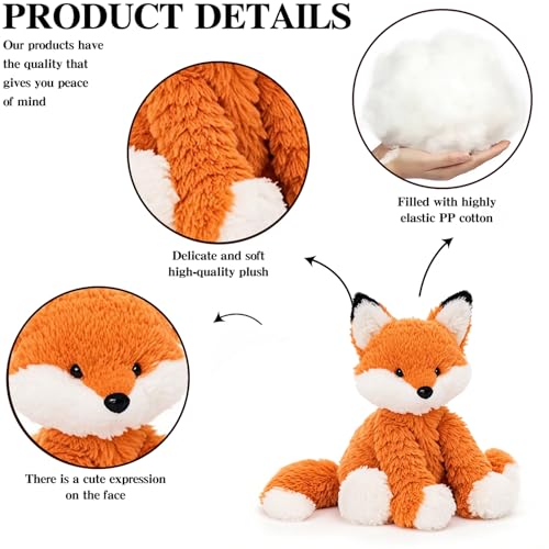 KUUDESOXX Fox Stuffed Animal – Soft Orange Plush for Cuddles & Room Decor