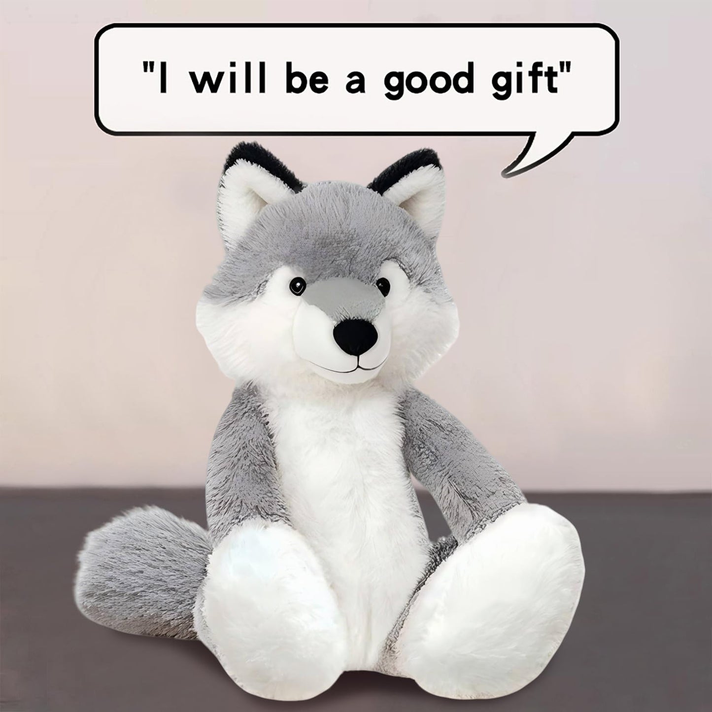 KUUDESOXX Wolf Stuffed Animal - Plush Wolf Toy for Kids & Adults | Bedtime & Room Decor