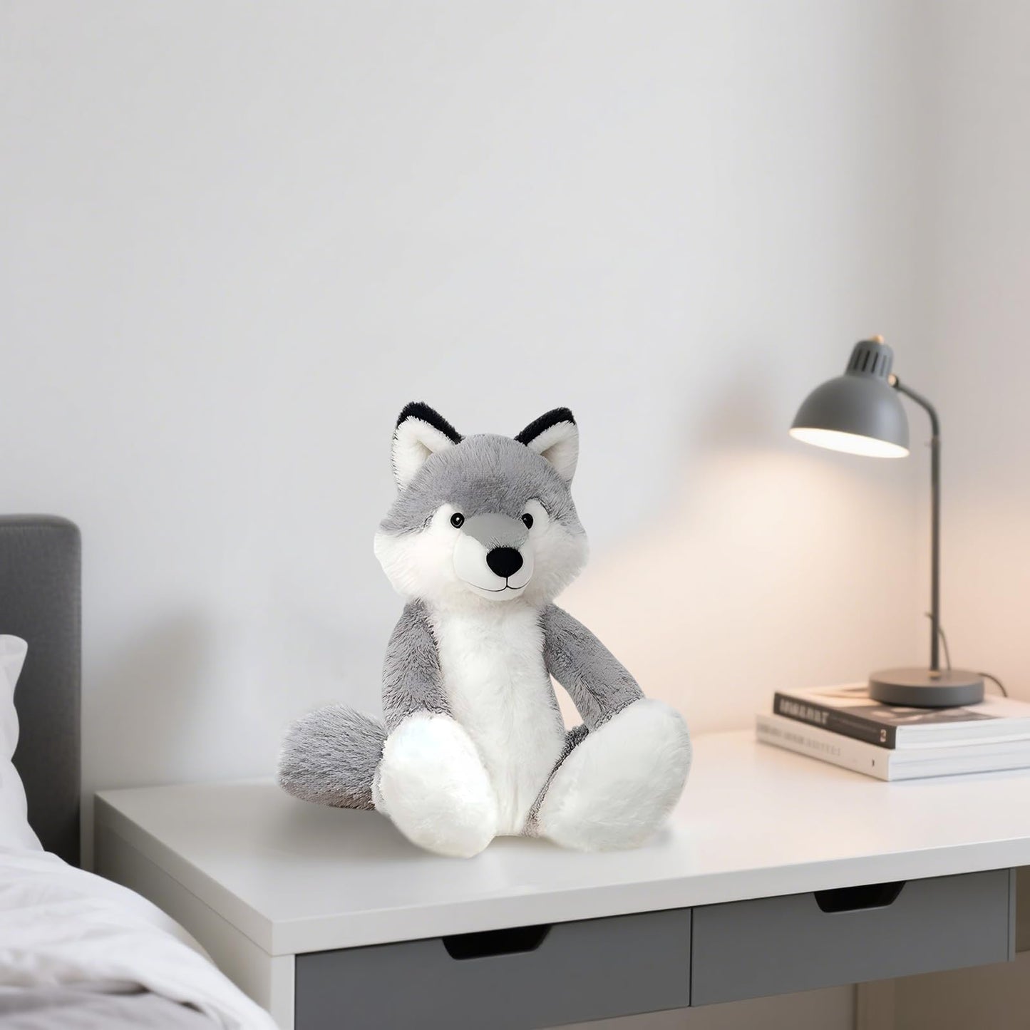 KUUDESOXX Wolf Stuffed Animal - Plush Wolf Toy for Kids & Adults | Bedtime & Room Decor