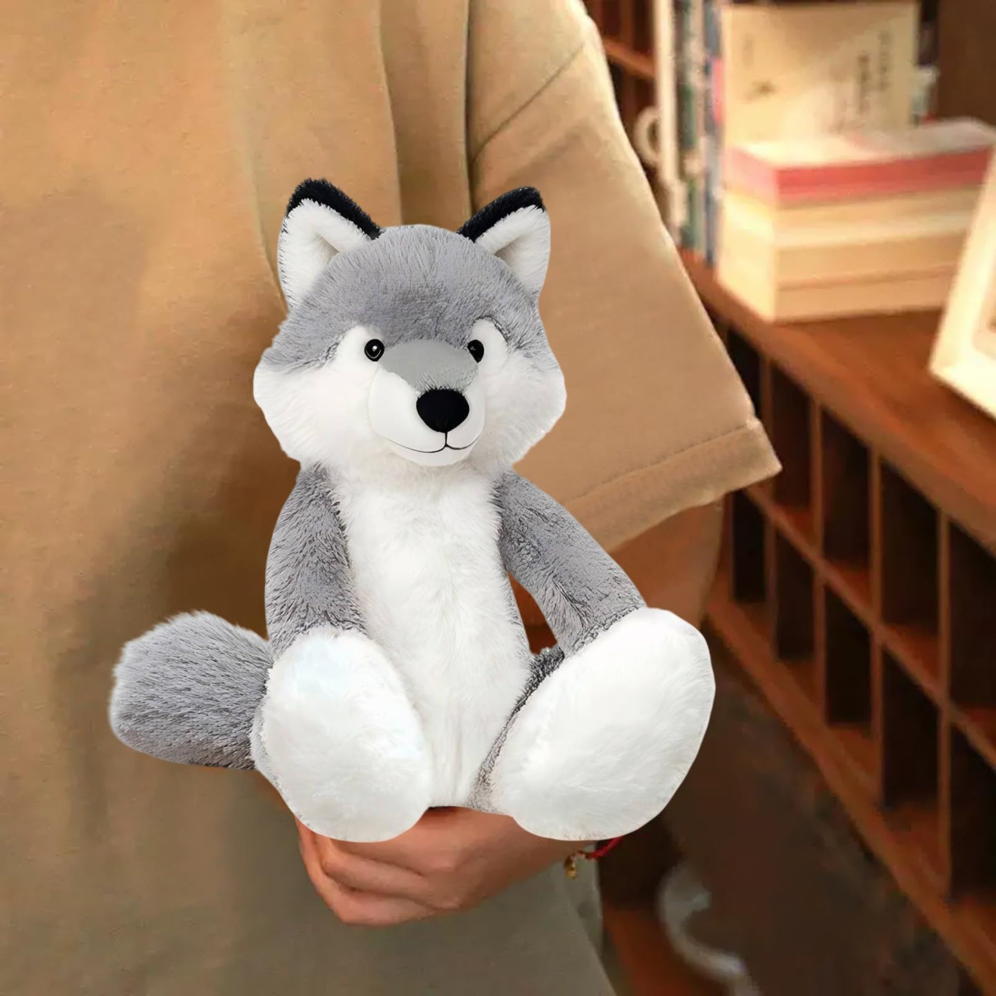 KUUDESOXX Wolf Stuffed Animal - Plush Wolf Toy for Kids & Adults | Bedtime & Room Decor