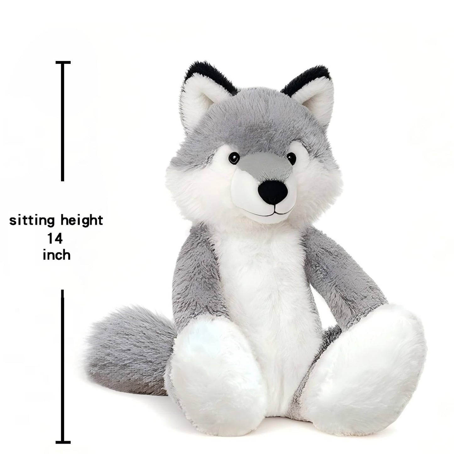 KUUDESOXX Wolf Stuffed Animal - Plush Wolf Toy for Kids & Adults | Bedtime & Room Decor