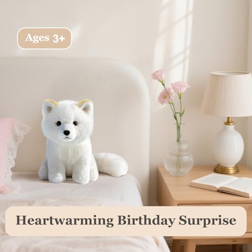 KUUDESOXX Arctic Fox Stuffed Animal – Cozy Plush for Kids & Adults | Bedtime, Decor & Hugs