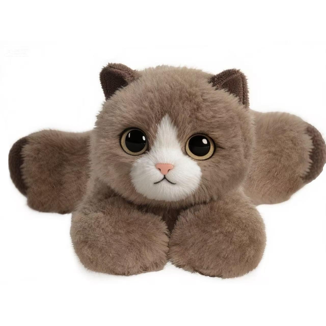 KUUDESOXX Brown Lying Cat Stuffed Animal – Plush Toy for Adults, Cozy Hug Companion