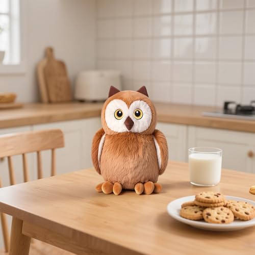 KUUDESOXX Brown Owl Stuffed Animal – Plush Toy for Kids & Adults | Cozy Bedtime Cuddles