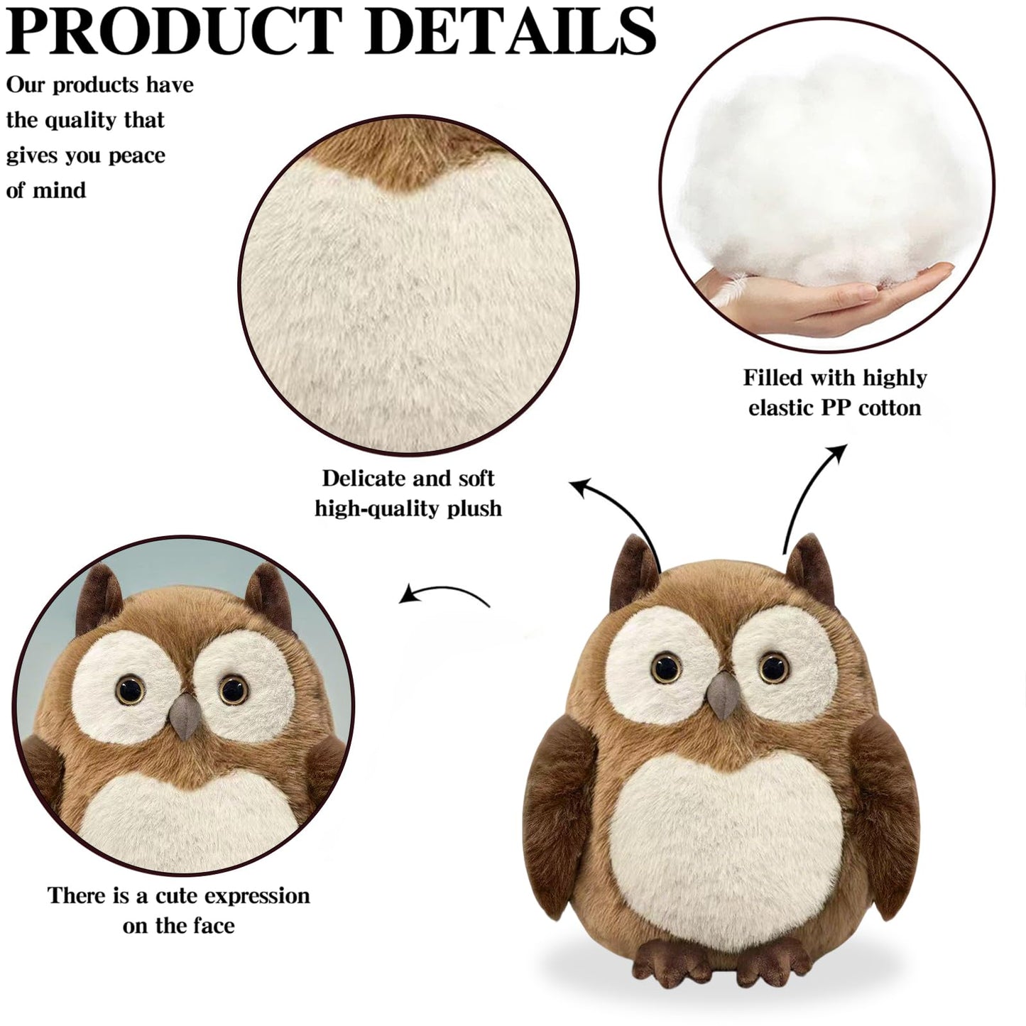 KUUDESOXX Owl Stuffed Animal – Plush Owl Toy for Kids & Adults | Cozy Bedtime Companion