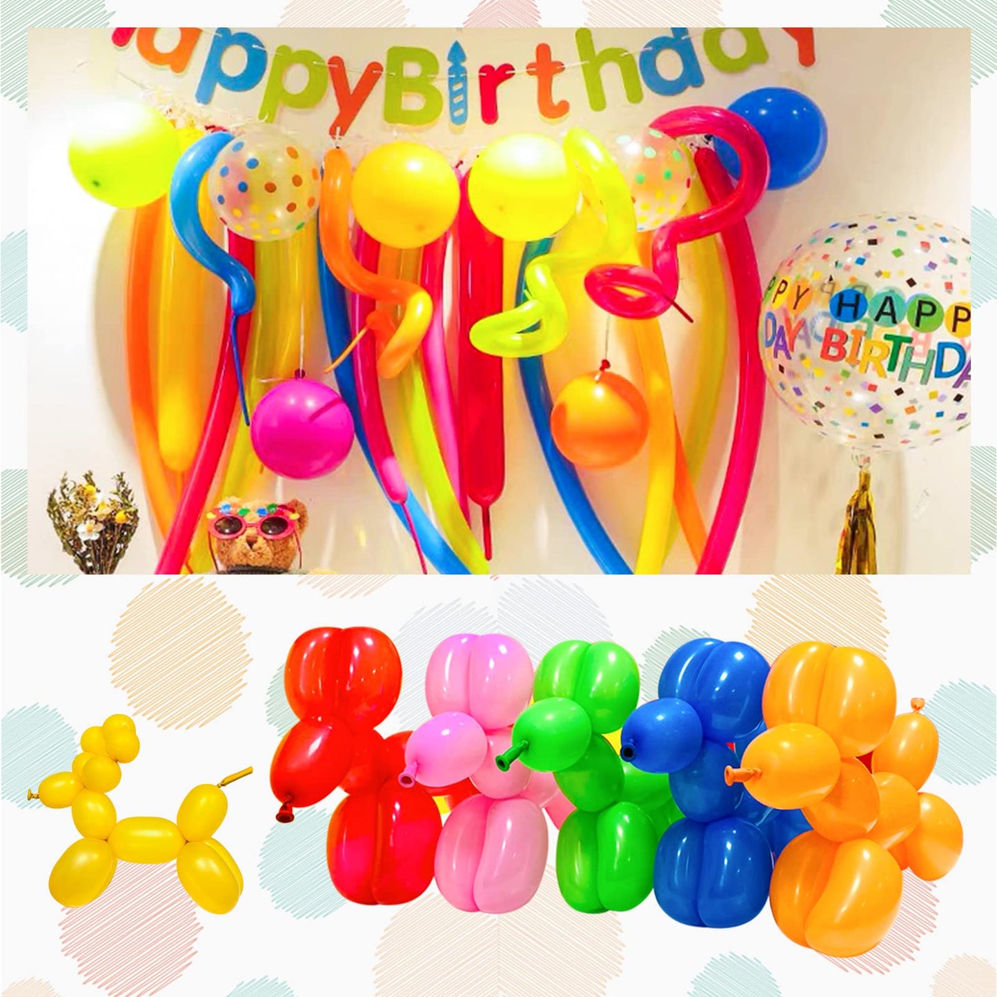 KUULBELA Thickening Latex 260q Black Balloons — 100pcs for Balloon Animals & Party Decor