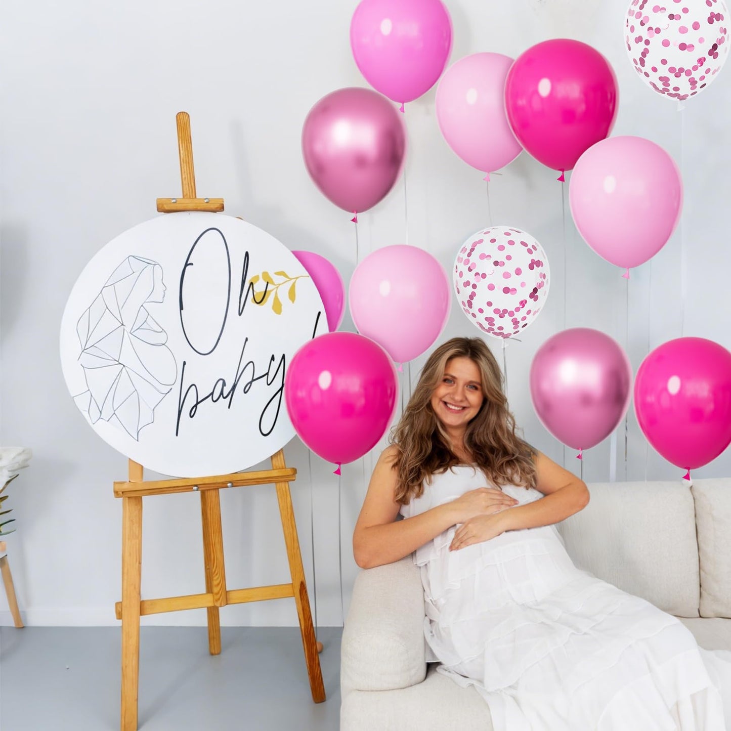 KUULBELA 68Pcs Pink Balloons Kit – 12in Pink, Metallic & Confetti Balloons for Birthday, Wedding & Baby Shower