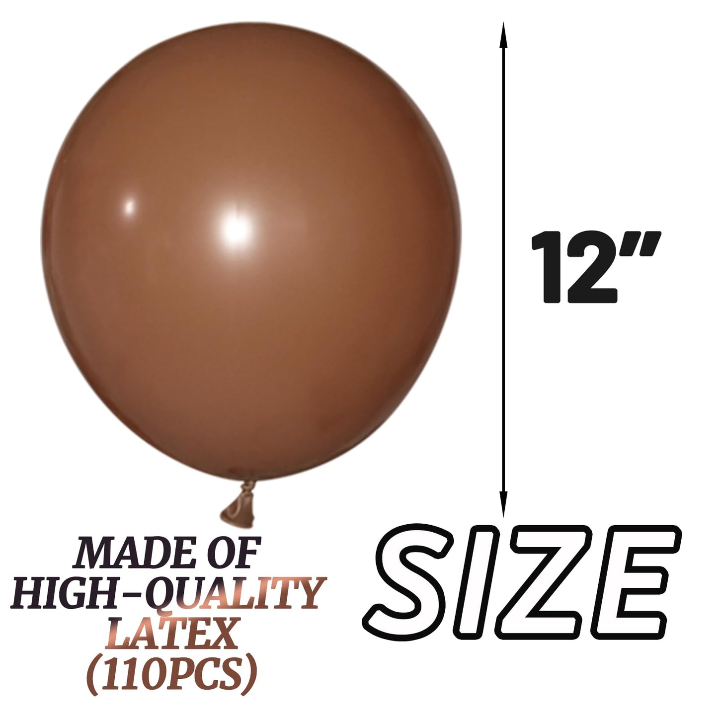 KUULBELA 110pcs Brown 12-Inch Latex Balloons | Birthday Party, Baby Shower, Wedding Decor