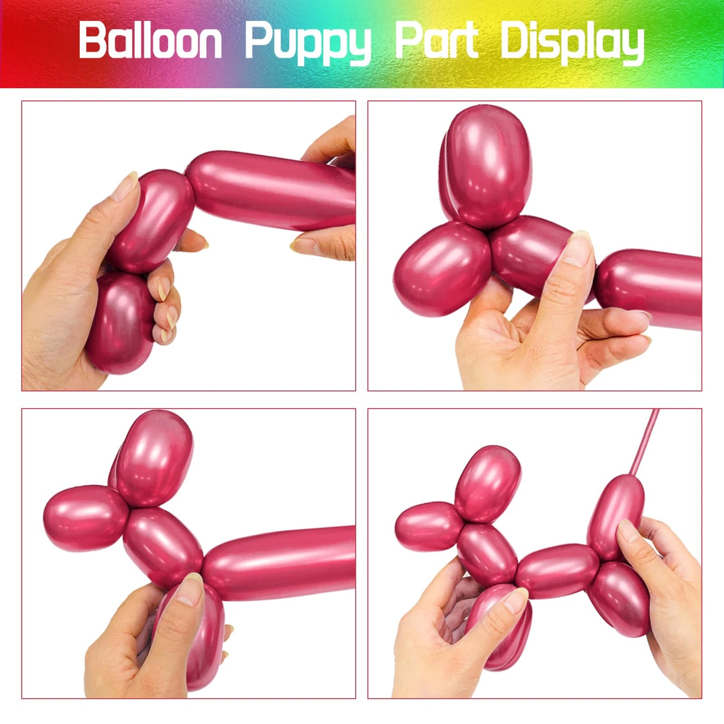 KUULBELA 100Pcs 260 Metallic Long Balloons for Balloon Animals | Twistable Thick Latex
