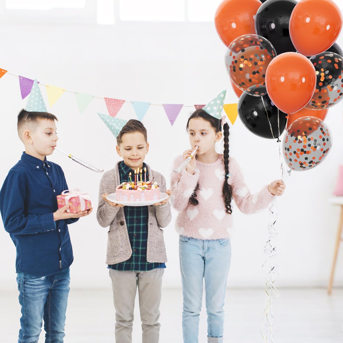 KUULBELA 68-Piece Black & Orange Balloons Set | Reusable 12-Inch Party Decor for Halloween & Graduation