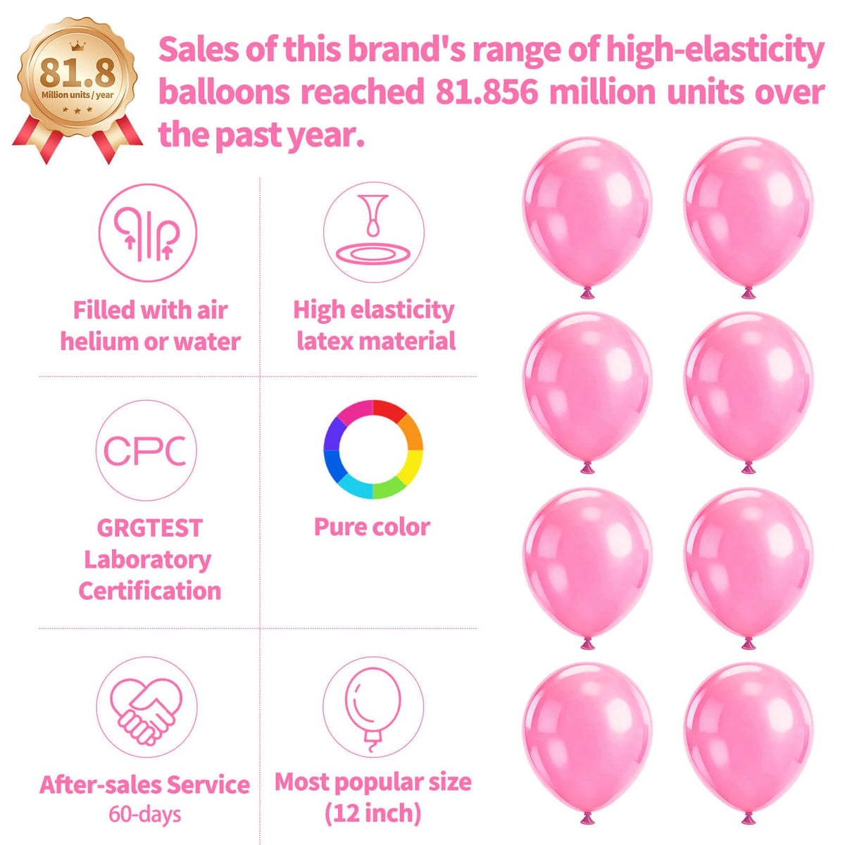 KUULBELA Pink Balloon Set – 110pcs, 12in Latex with 2 Ribbons for Birthday, Valentine’s Day and Wedding