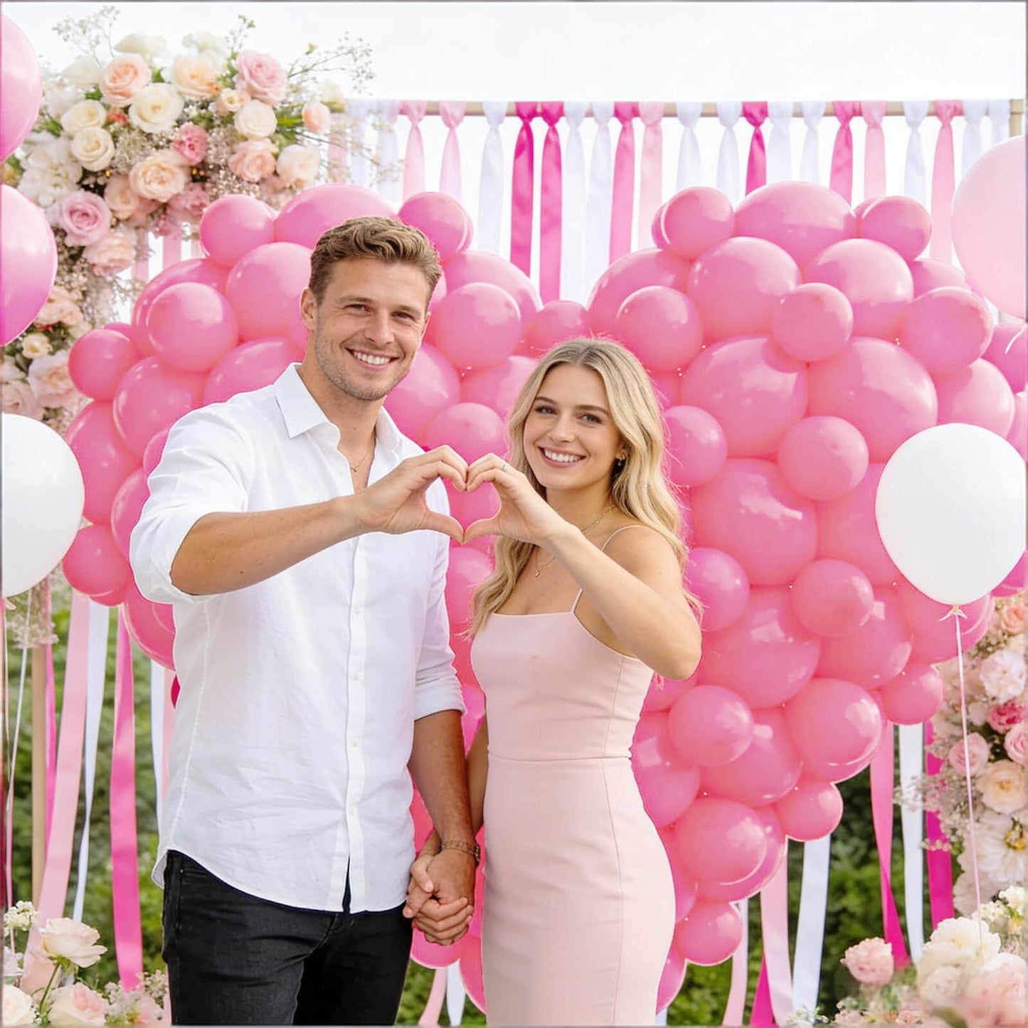 KUULBELA Pink Balloon Set – 110pcs, 12in Latex with 2 Ribbons for Birthday, Valentine’s Day and Wedding