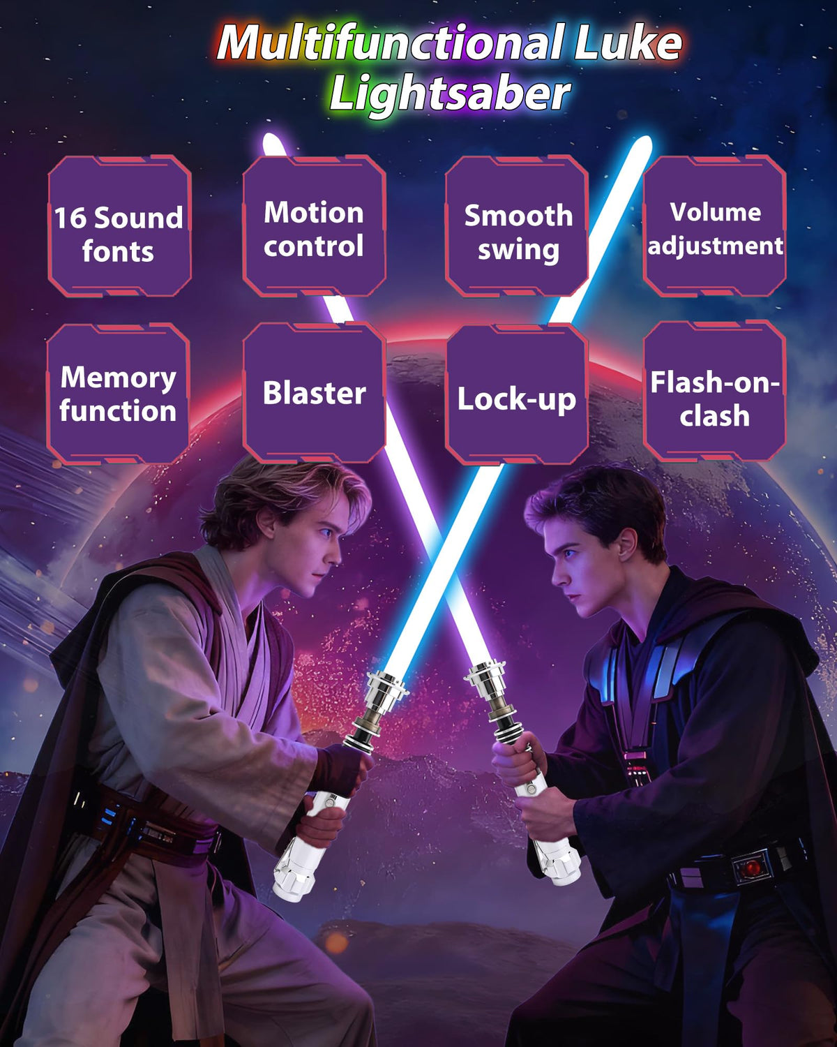 KUVPOT Motion Control Lightsaber for Adults – 12 RGB Colors, 16 Sound Fonts, Premium Metal FX