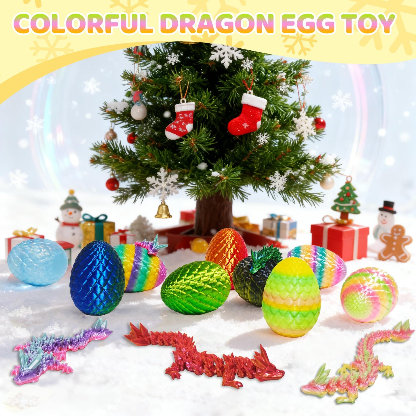 KVERM 12-Pack 3D Dragon Eggs with Dragons Inside | Dragon Egg Fidget Toys, Easter Gifts