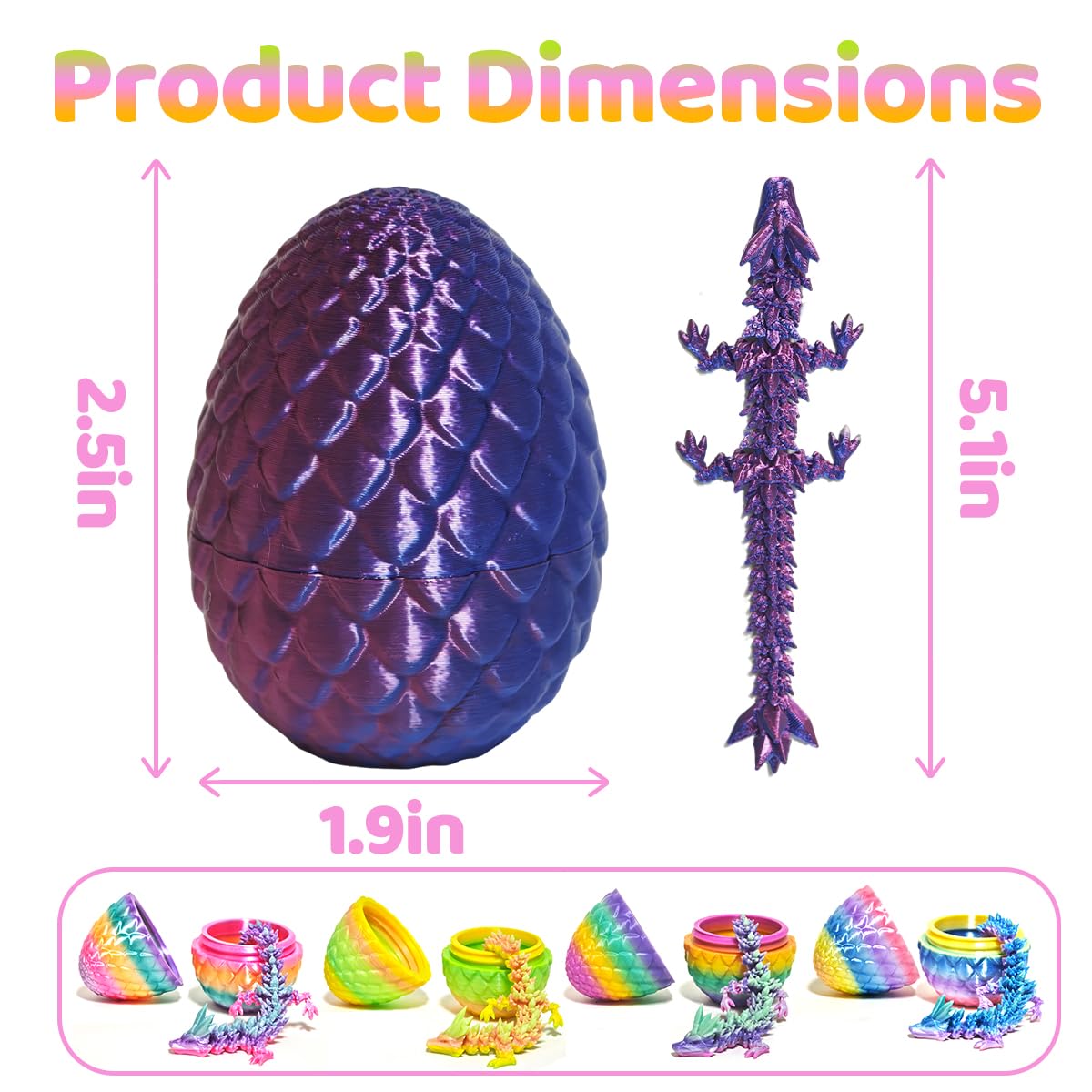 KVERM 12-Pack 3D Dragon Eggs with Dragons Inside | Dragon Egg Fidget Toys, Easter Gifts