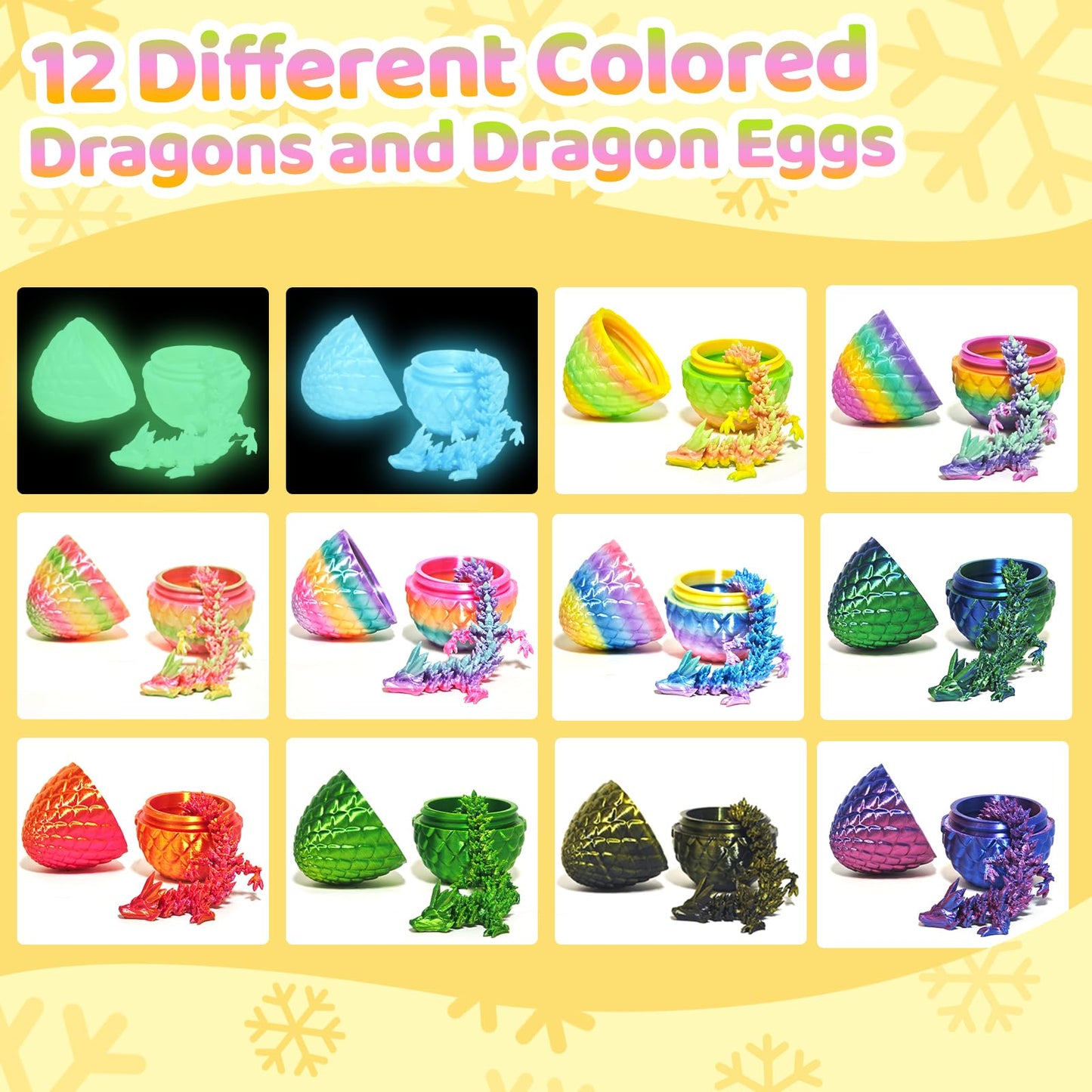 KVERM 12-Pack 3D Dragon Eggs with Dragons Inside | Dragon Egg Fidget Toys, Easter Gifts