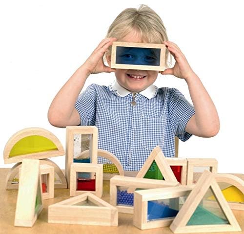 Kvintes Large Wooden Rainbow Blocks – 16-Piece Sensory Stacking Set for Toddlers & Preschoolers