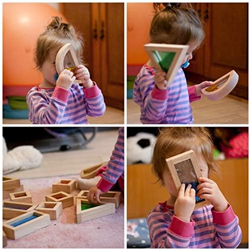 Kvintes Large Wooden Rainbow Blocks – 16-Piece Sensory Stacking Set for Toddlers & Preschoolers