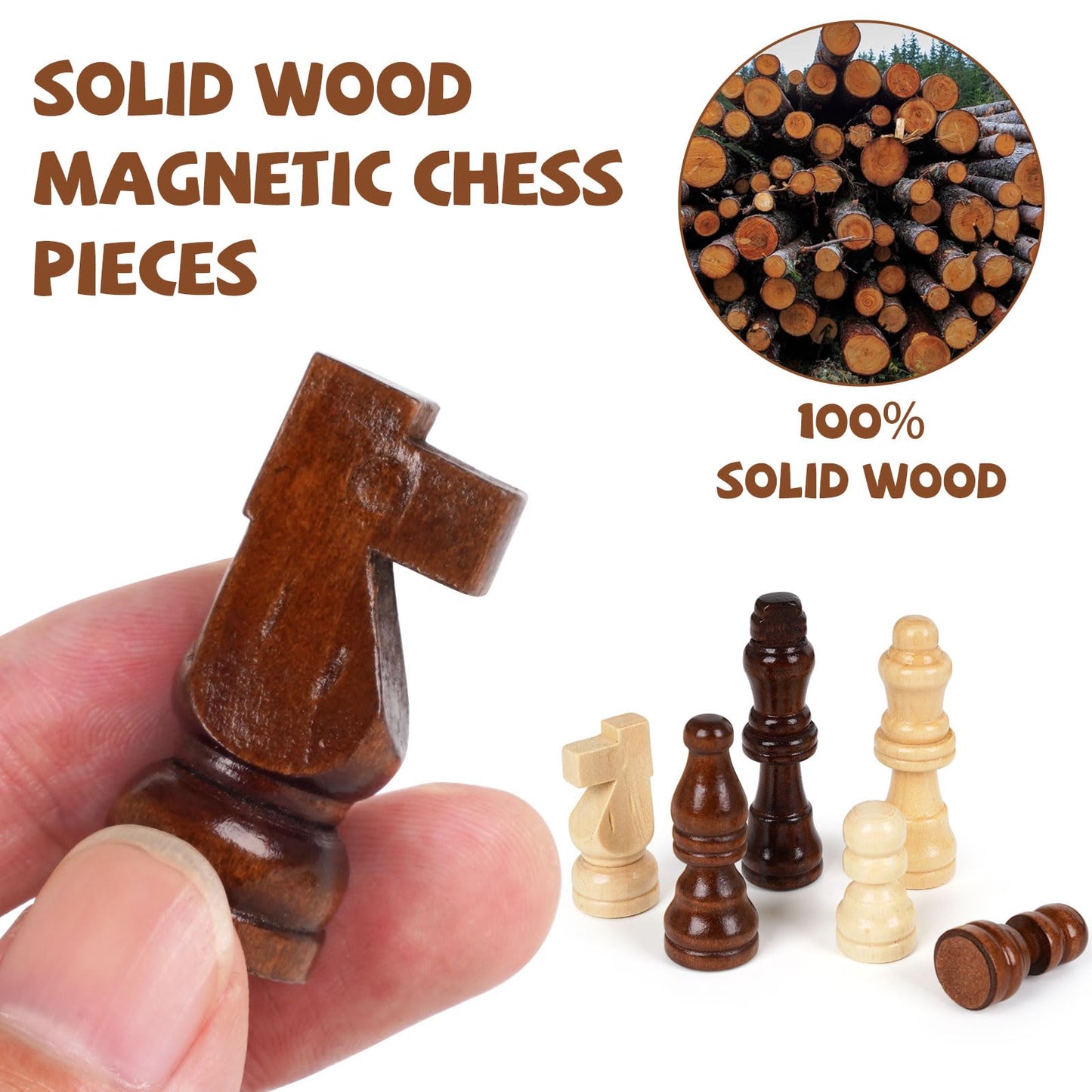 Kvintes Magnetic Travel Chess Set — 12-Inch Folding Wooden Board with Extra Queen