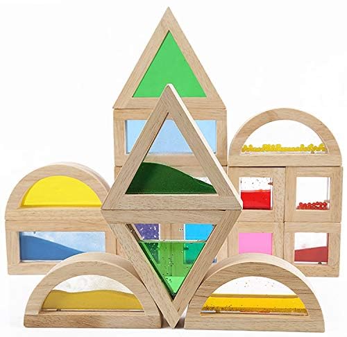 Kvintes Large Wooden Rainbow Blocks – 16-Piece Sensory Stacking Set for Toddlers & Preschoolers