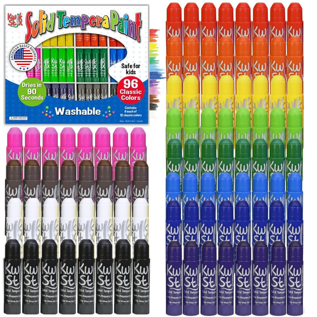 Kwik Stix 96-Color Washable Tempera Paint Sticks – Non-Toxic, Quick-Dry | The Pencil Grip
