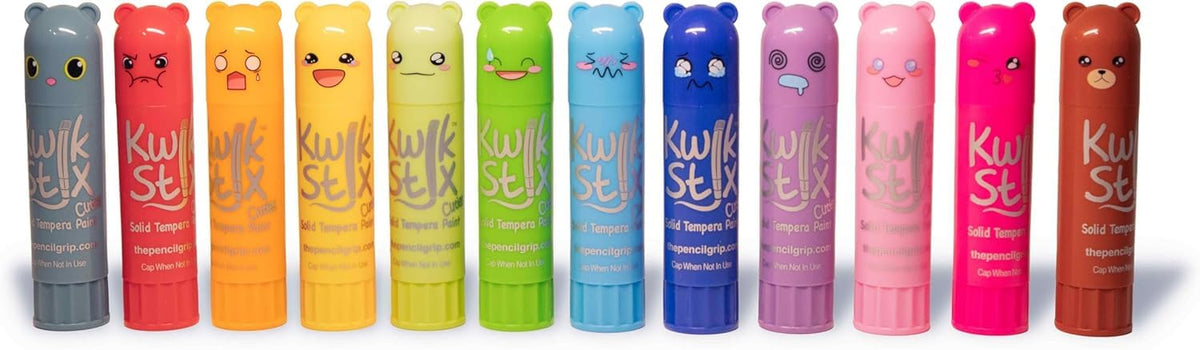 Kwik Stix Cuties Washable Paint Sticks – 12 Non-Toxic Quick-Dry Tempera (The Pencil Grip)
