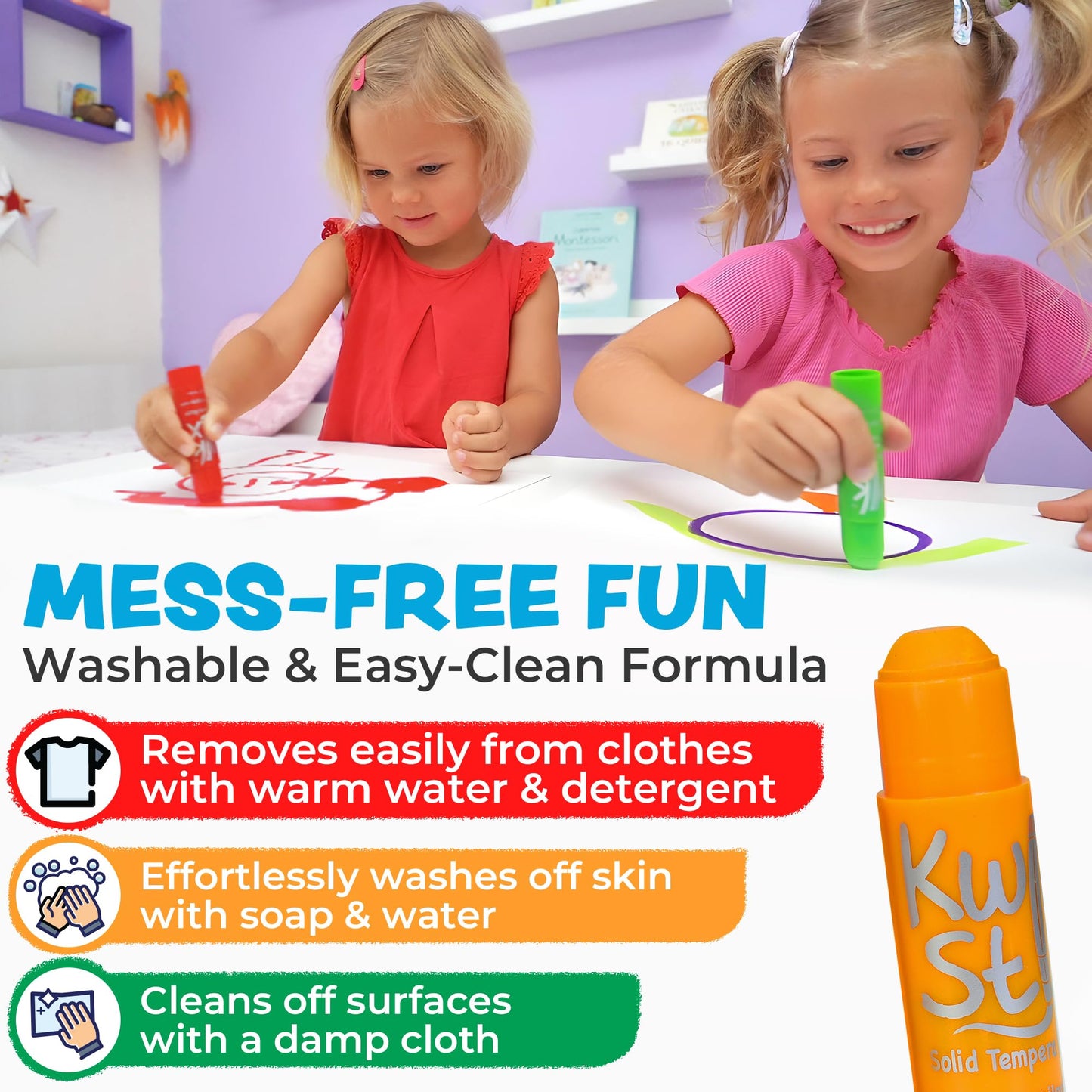 Kwik Stix 96-Color Washable Tempera Paint Sticks – Non-Toxic, Quick-Dry | The Pencil Grip