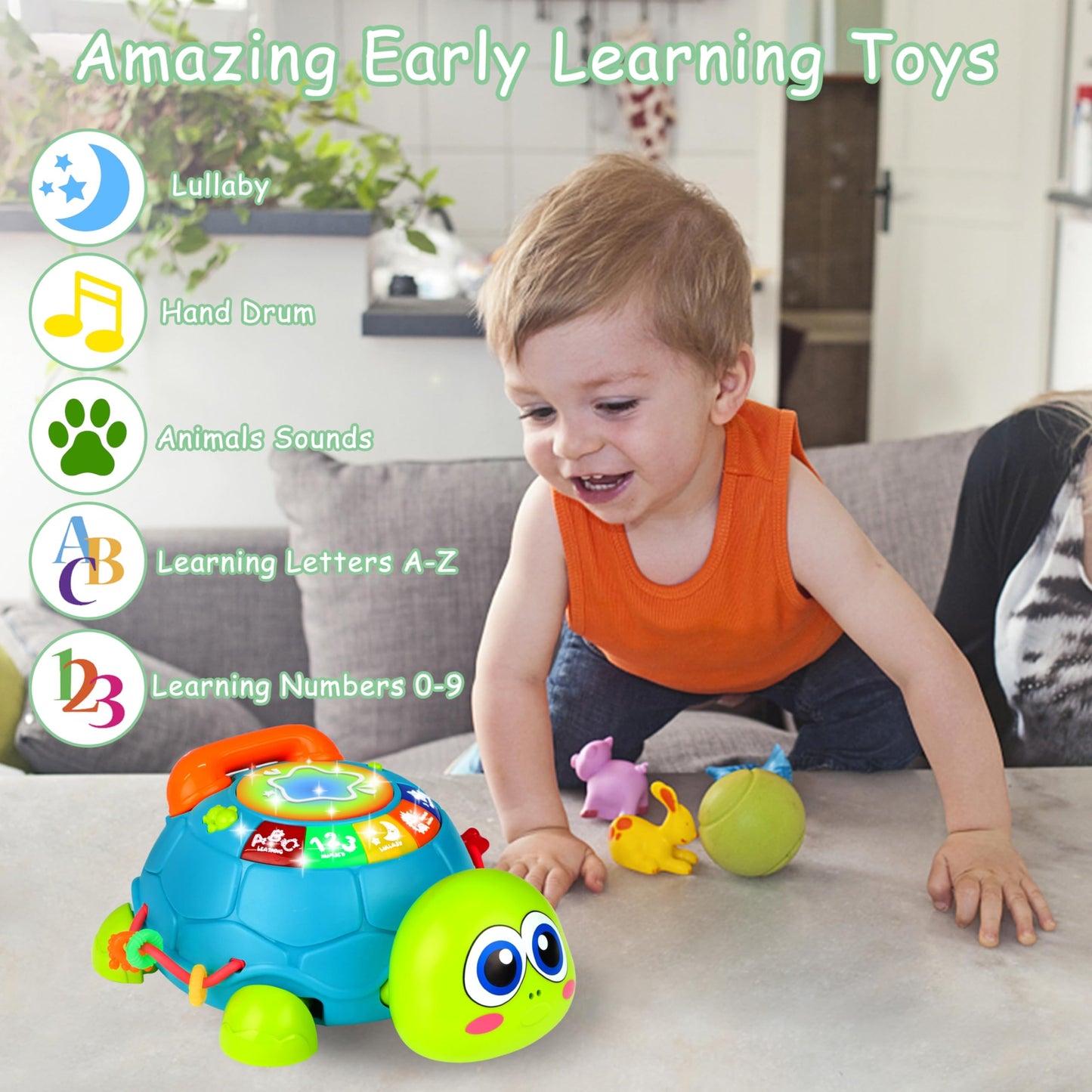 KWYZ Musical Turtle Crawling Toy – Light & Sound Baby Toy for 0-18 Months