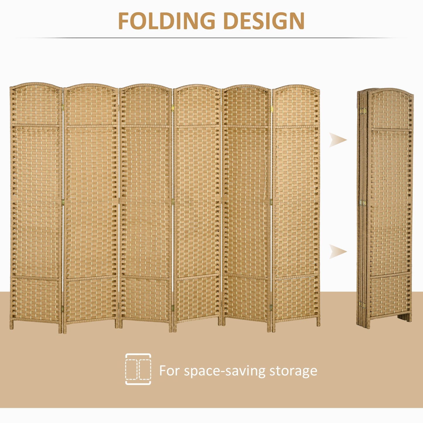HOMCOM 6 Panel Folding Room Divider, Privacy Screen, 240 x 170cm