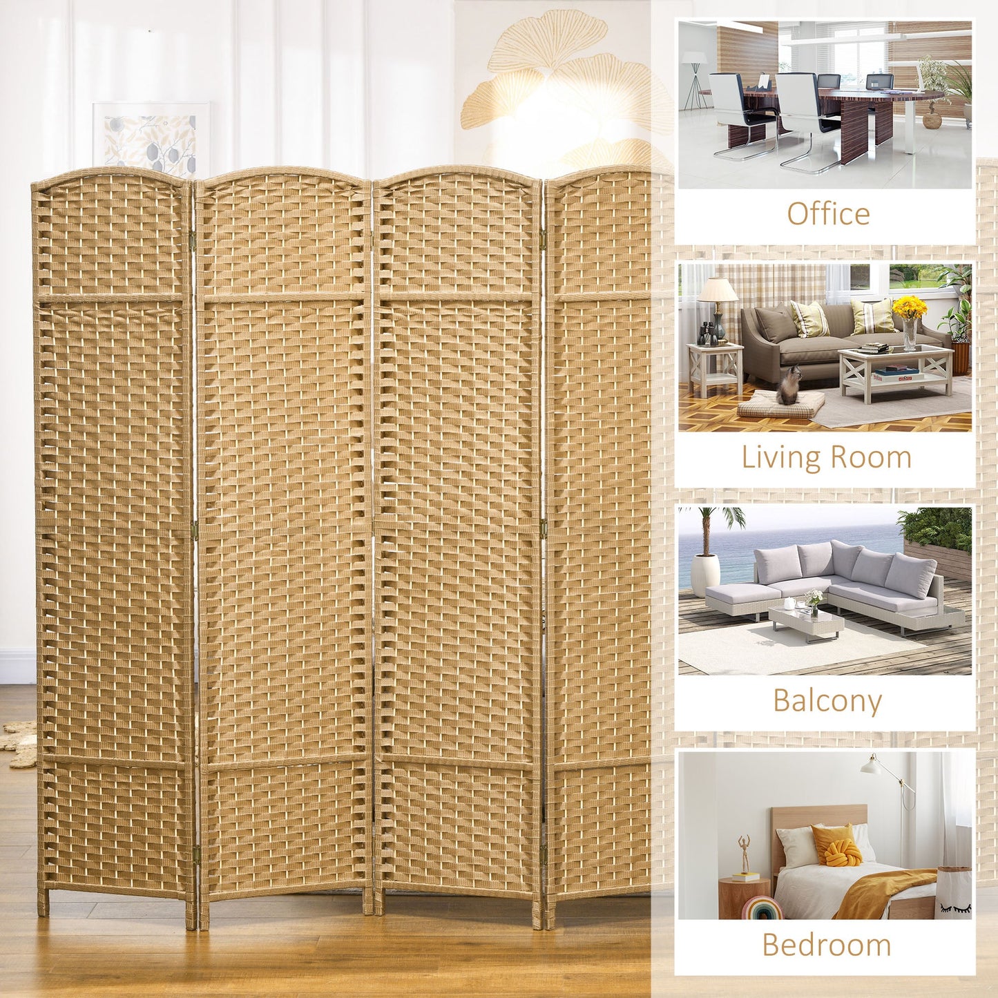 HOMCOM 6 Panel Folding Room Divider, Privacy Screen, 240 x 170cm