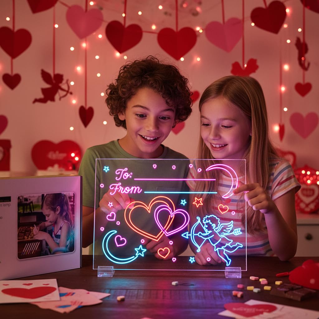 Kyclums Lumiboard LED Drawing Board – 7-Color Light-Up Dry Erase (13.7”x10”)