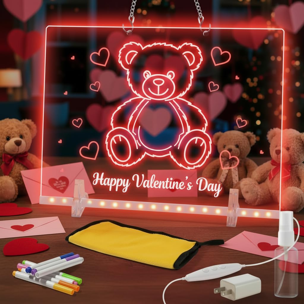 Kyclums Lumiboard LED Drawing Board – 7-Color Light-Up Dry Erase (13.7”x10”)